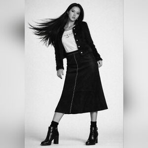 Karen Kane Suede Leather Midi Pencil Skirt 6